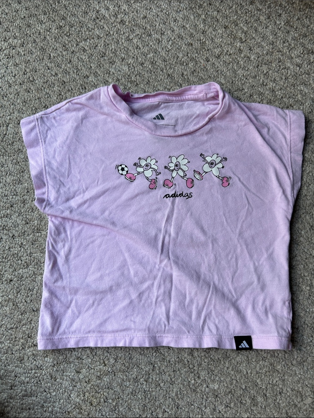 adidas Light Pink Floral Soccer Graphic Kids Tee